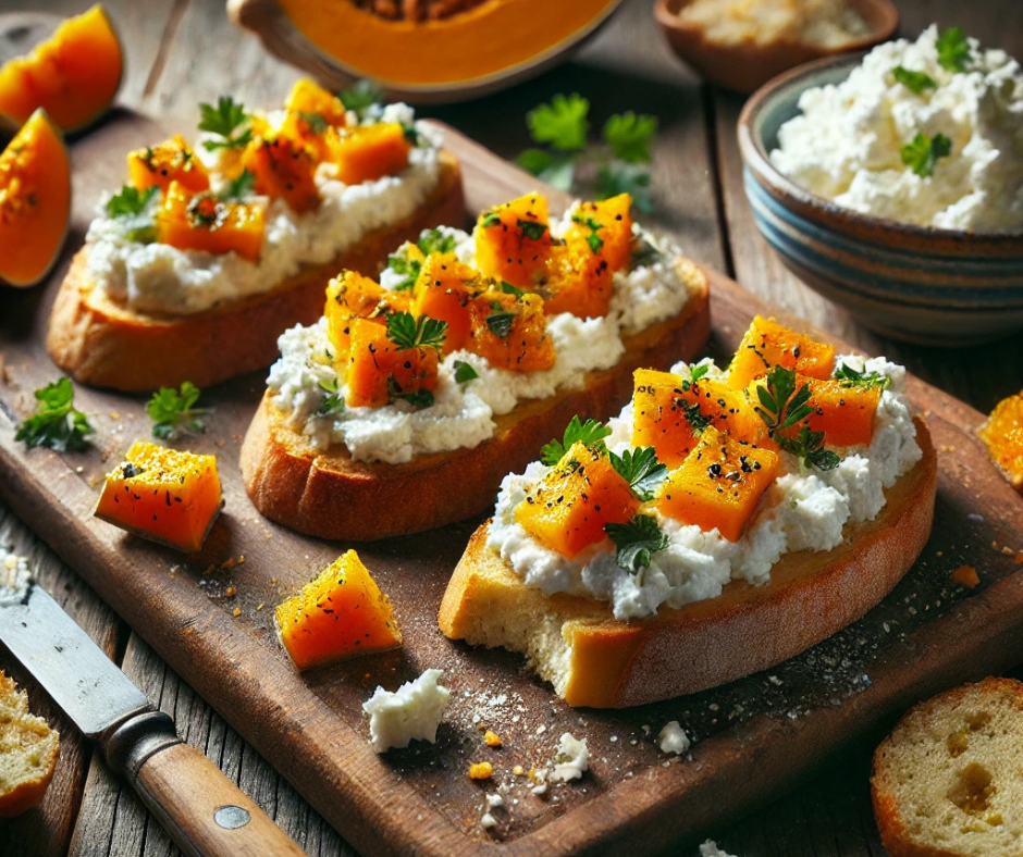 Bruchetta feta pompoen