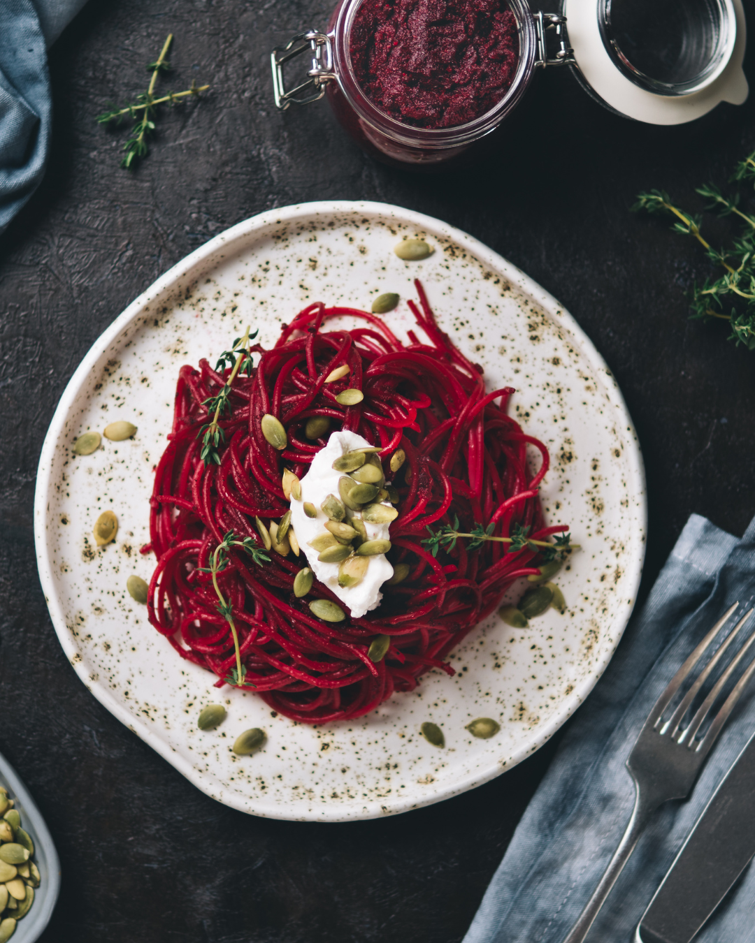Bietenpasta met feta